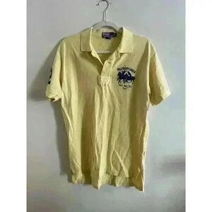 Ralph Lauren Polo Shirt Men M‎ Yellow Big Pony Custom Fit Golf Knit Number 2
